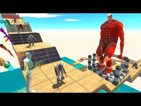 I DROP COLOSSAL TITAN to DINOSAURS  DEATH CLIMB CHALLENGE - ARBS