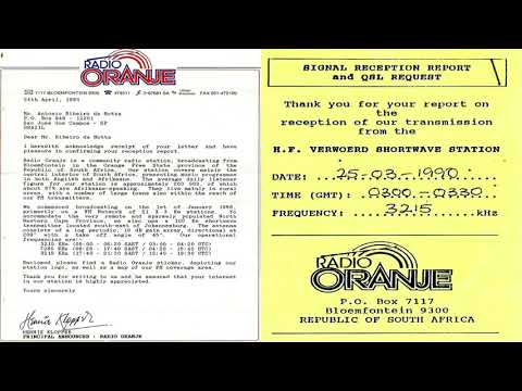 Radio Oranje 3215 kHz - Bloemfontein (South Africa) - March 25 1990