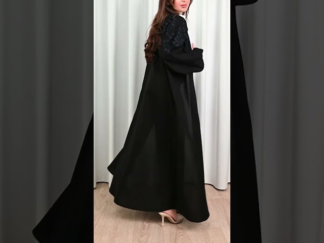 عباية كريب بتطريز هاري كحلي