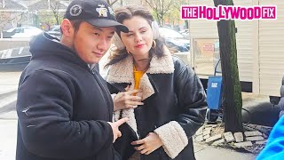 Selena Gomez Is Graceful & Polite With Fans Outside Her Trailer While Filming OMITB In New York, NY