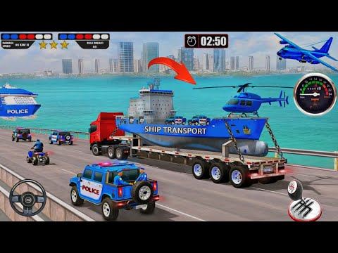 Us Police Car Transporter Driving ! Transporting Police Vehicle In Cargo Plane - Android Gameplay