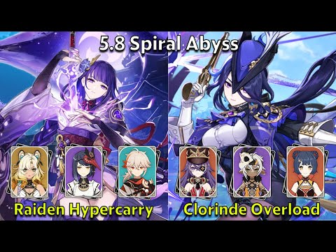 C2 Raiden Hypercarry & C0 Clorinde Overload - Genshin Impact 5.8 Spiral Abyss Full Clear