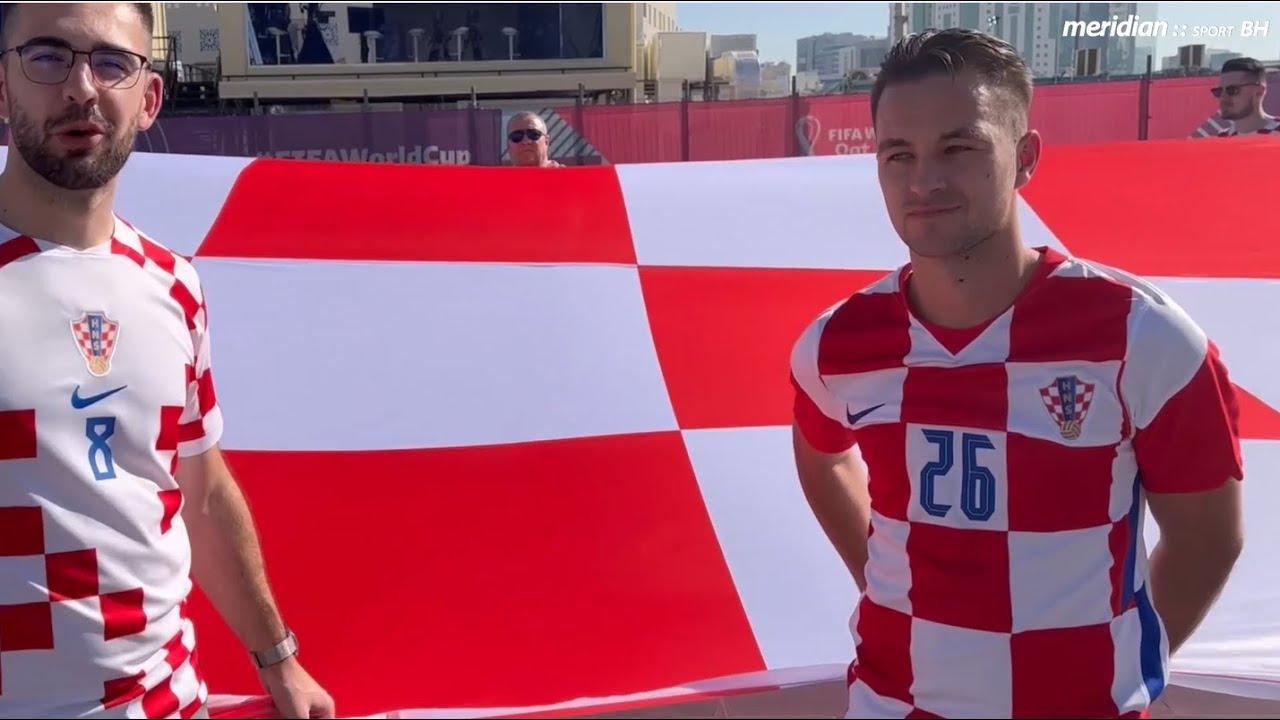 UŽIVO IZ KATARA: Ogromna zastava uz ništa manju euforiju krasi navijače Hrvatske