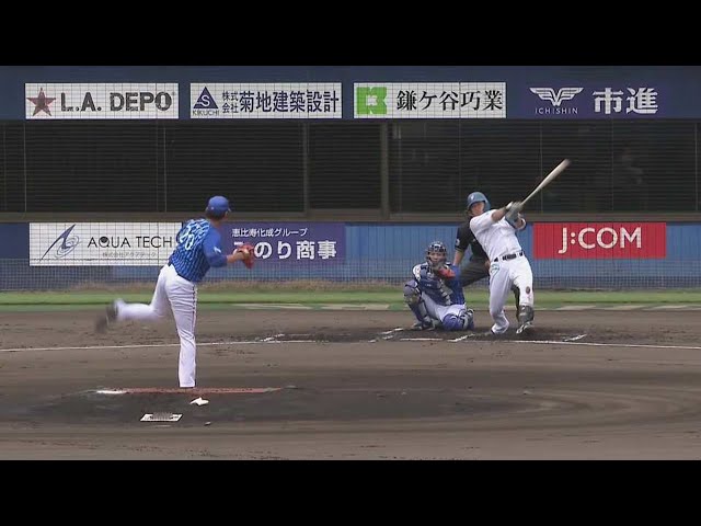 【ファーム】鋭く振り抜いた!! ファイターズ・郡拓也の先頭打者アーチ!! 2022年6月8日 北海道日本ハムファイターズ 対 横浜DeNAベイスターズ