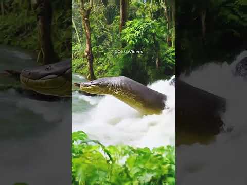sucuri GIGANTE ataca no rio amazonas! (video raro 4K) 🐍🌊 #viral #anaconda #natureza #cobra #shorts