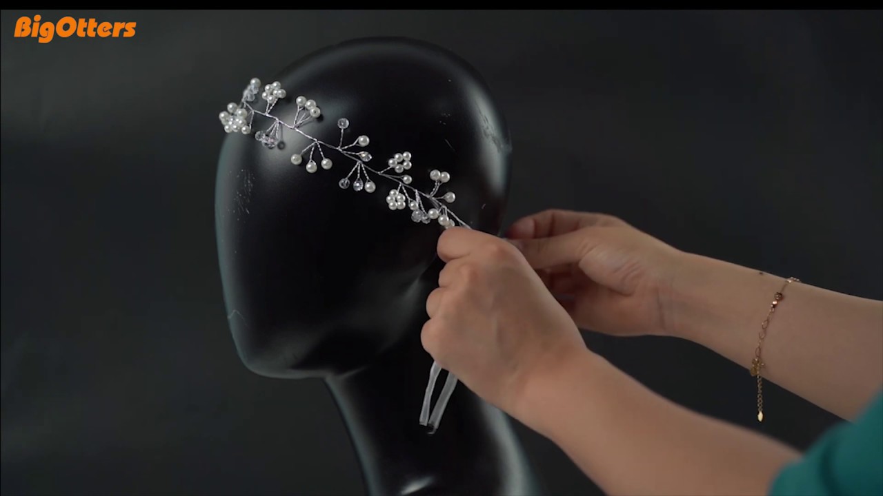 Wedding Rhinestones Hair Vine Accessories Bridal Wedding Headband with 5pcs Pearl Headpieces