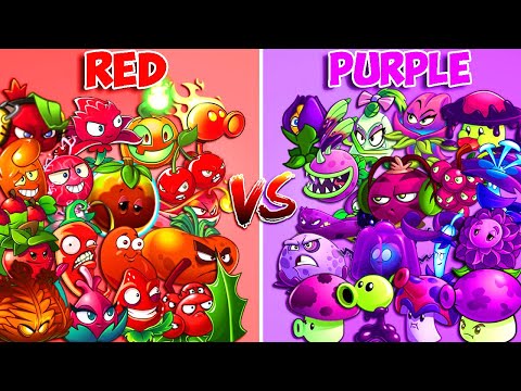 Team RED vs PURPLE - Who Will WIn? - PvZ2 Team Plant Vs Team Plant