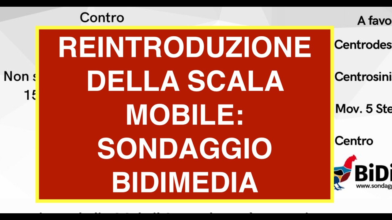 REINTRODUZIONE DELLA SCALA MOBILE: SONDAGGIO BIDIMEDIA