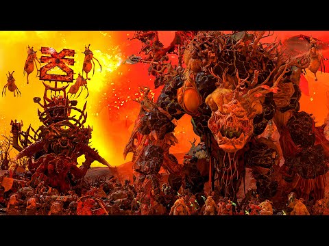 KHORNE and NURGLE vs NORSCA and GREENSKINS - Massive TotalWar Warhammer 3 cinematic battle