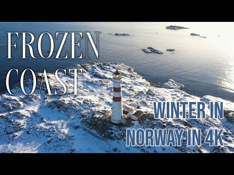 Frozen coast in Kristiansand I South of Norway I 4K drone