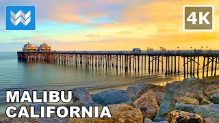 Malibu Beach Pier in California USA – 2021 Sunset Walking Tour!