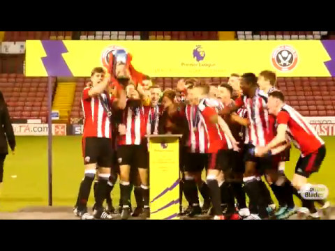 The Blades Under 18s team celebrate winning the title
