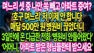 Download lagu 며느리 셋 중 나만 쏙 빼고 아파트 증여? 매달 500만원 병원비 문제로 시댁에 균열이 생기기 시작했습니다! | 오디오북 시니어사연 고부사연 mp3