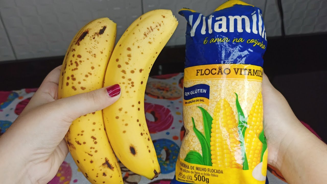 TEM BANANA E FARINHA DE MILHO? FAÇA ESSA RECEITA DE 2 INGREDIENTES-SEM TRIGO,SEM OVOS-EM 5 MINUTOS