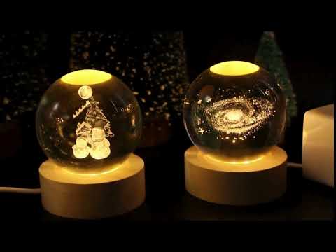 Galaxy Crystal Ball Night Light – 3D Planet & Moon Lamp