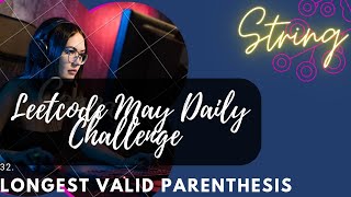 YouTube video '32. Longest Valid Parentheses|| Hard || String|| Cpp'