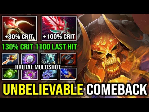 Unbelievable Mega-Creep COMEBACK | 130% Crit Rate 13 Slotted Ultra Late Game Clinkz 1100 CS Dota 2