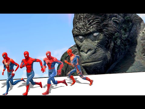 Spiderman & Spider Man Muscle & Spider-Man PS4 vs King Gorilla - What If Battle Superheroes