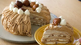 秋！モンブランミルクレープの✴︎How to make Mont blanc mille crepe✴︎ベルギーより