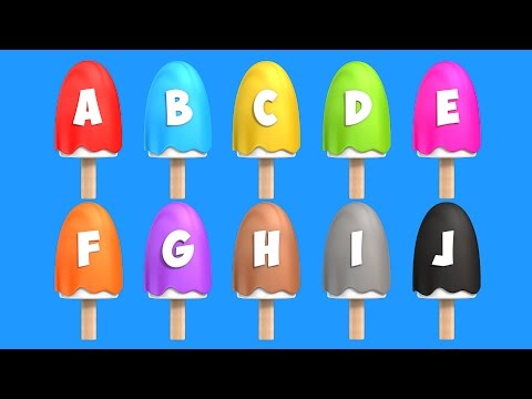 Learn Alphabet with Ice Cream Popsicles Song - Colours, Shapes and Numbers Videos Collection