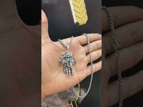 Silver brass panchmukhi hanuman chain pendant, 20 gm, 24 inc...