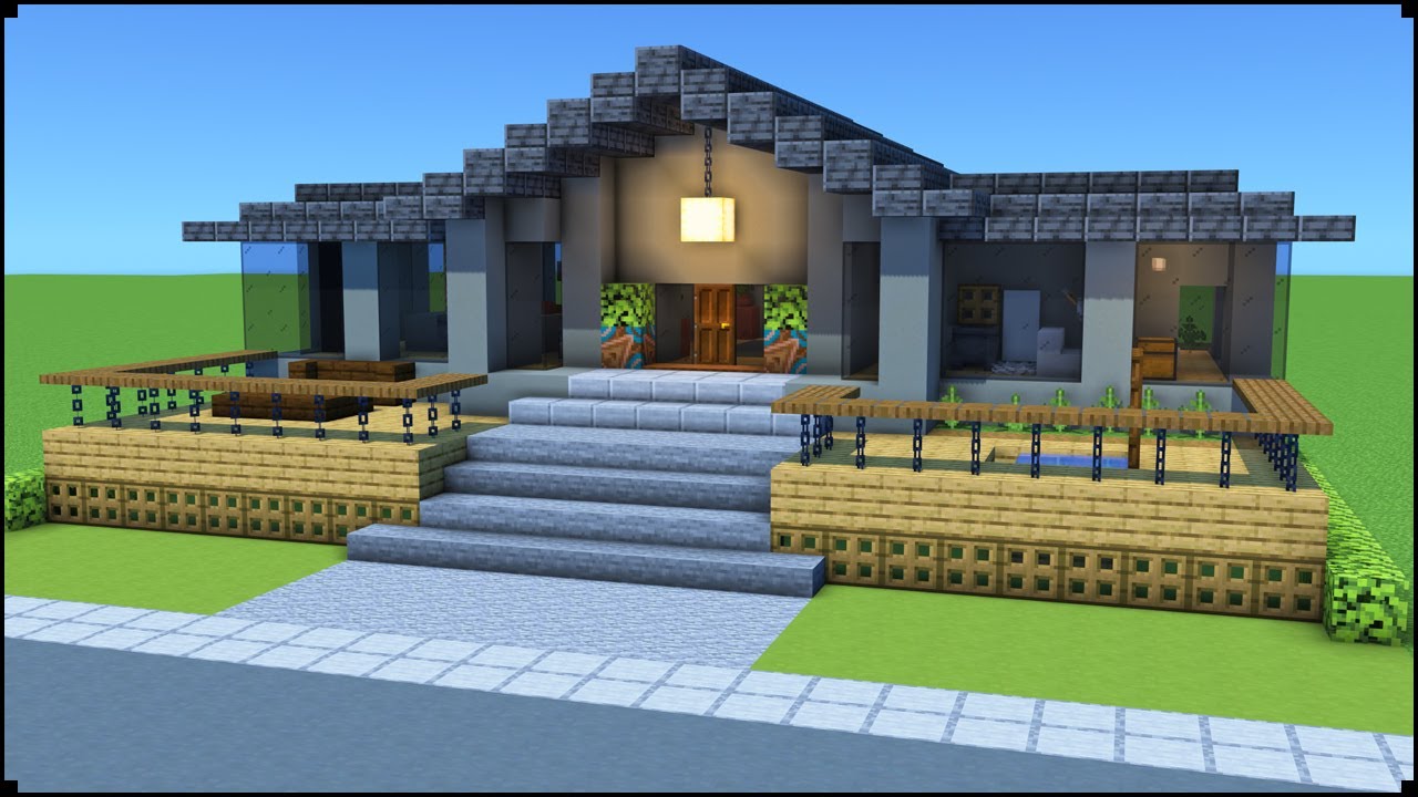 How To Build a Modern Suburban House In Minecraft Including Interior