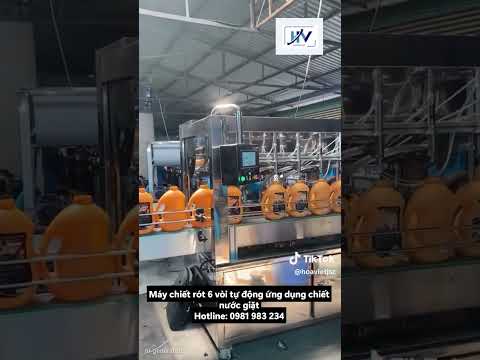 Máy chiết rót nước giặt tự động HV-NGTD12 và HV-TNGTD18 Máy chiết rót 6 vòi tự động ứng dụng chiết nước giặt
