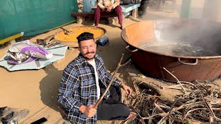 Village Style Desi Organic Gur Making 🍯 How Desi Gur is made from Sugarcane Juice in Punjab