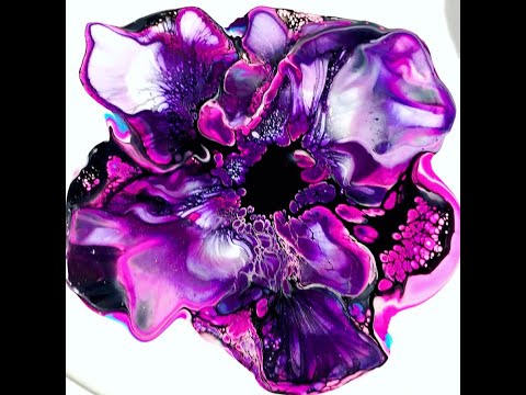 #154 🌺 PURPLE FLOWER ACRYLIC POUR PAINTING