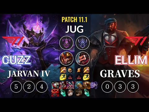 T1 Cuzz Jarvan IV vs T1 Ellim Graves Jungle - KR Patch 11.1