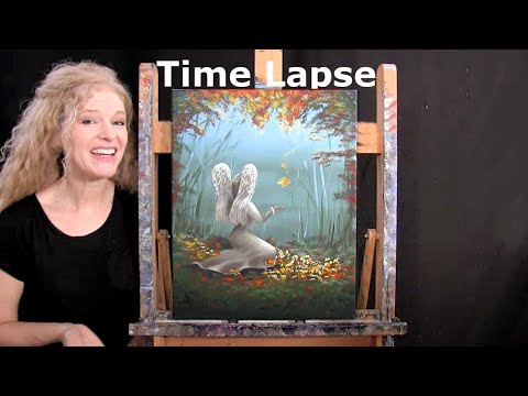 How to Draw and Paint "AUTUMN ANGEL" - PAINTING TIME LAPSE - Fun and Easy Acrylic Painting Lesson