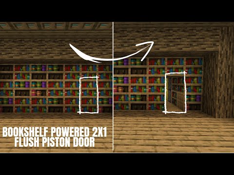 Bookshelf-powered 2x1 flush piston door TUTORIAL in Minecraft