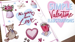Super Cute & Easy Valentines Illustrations!
