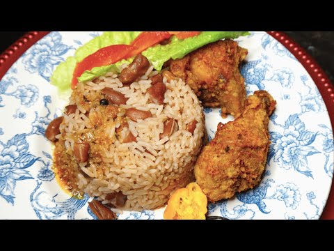 FRIED CHICKEN & RICE AND PEAS