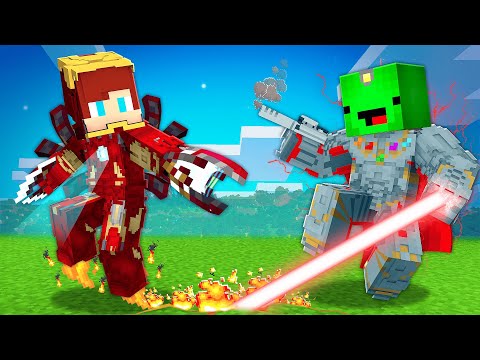 IRON MAN Armor JJ vs ULTRON Armor Mikey in Minecraft - Maizen JJ and Mikey