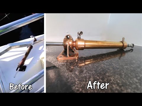 HYDRAULIC CYLINDER RESTORATION (its GOLD! ) | YACHT REBUILD WEEK 74