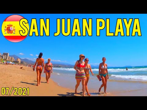 BEACH WALK 4K San Juan PLAYA ALICANTE Costa Blanca SPAIN July 2021