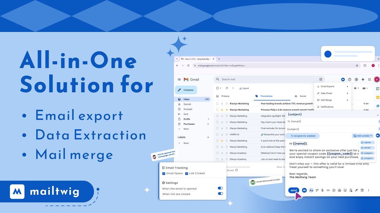 MailTwig: Export Emails, AI Data Parsing & Mail Merge in One Chrome Extension