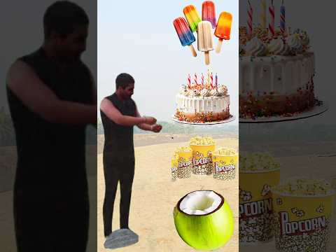 Rotating coconut turn into Ice-cream Cake popcorn and chocolate png name Talking #funny #shorts