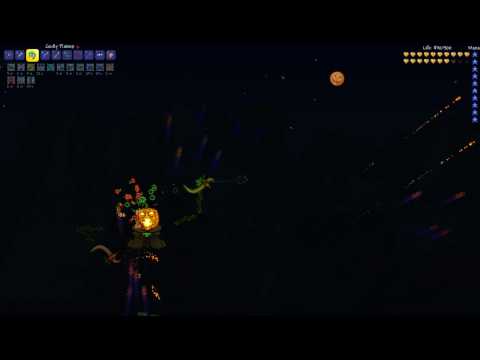 Terraria - Pumpking Moon with 6 minions and Spooky Armor!