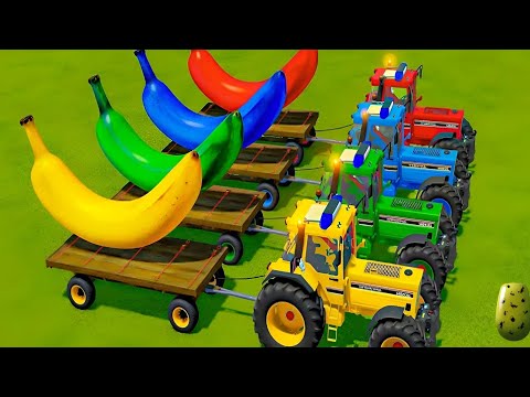 TRANSPORT OF COLORS - GIANT COLORED BANANA TRANSPORT WITH CASE POLICE TRACTORS - FS 22
