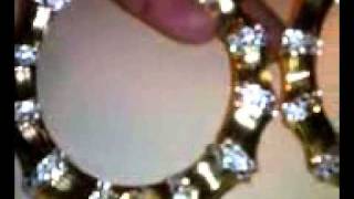 Custom handmade large gold bamboo earrings accented with crystals by Monique Gliterz