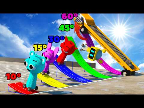 Which Ramp gives LONGEST JUMP? | 3D SPRUNKI CARS Edition