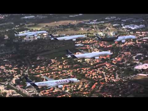 “Family flight” – Five A350 XWBs together in flight