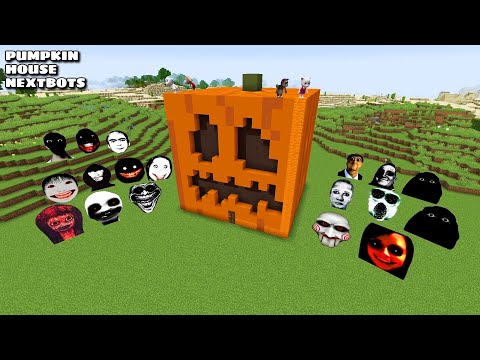 SURVIVAL PUMPKIN HOUSE WITH 100 NEXTBOTS in Minecraft - Gameplay - Coffin Meme