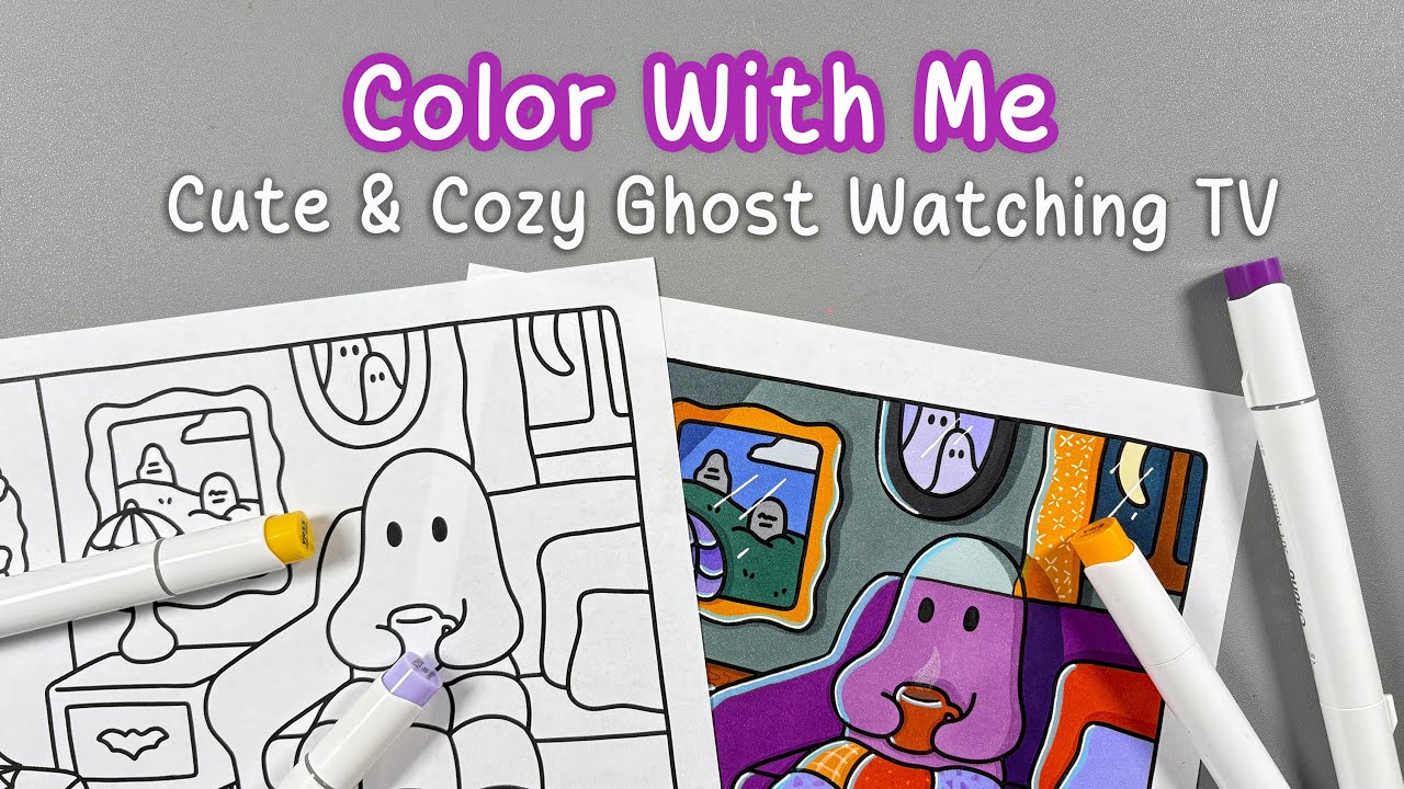 Alcohol Marker Coloring Effects | Color With Me | Transparent Ghost & TV Lighting