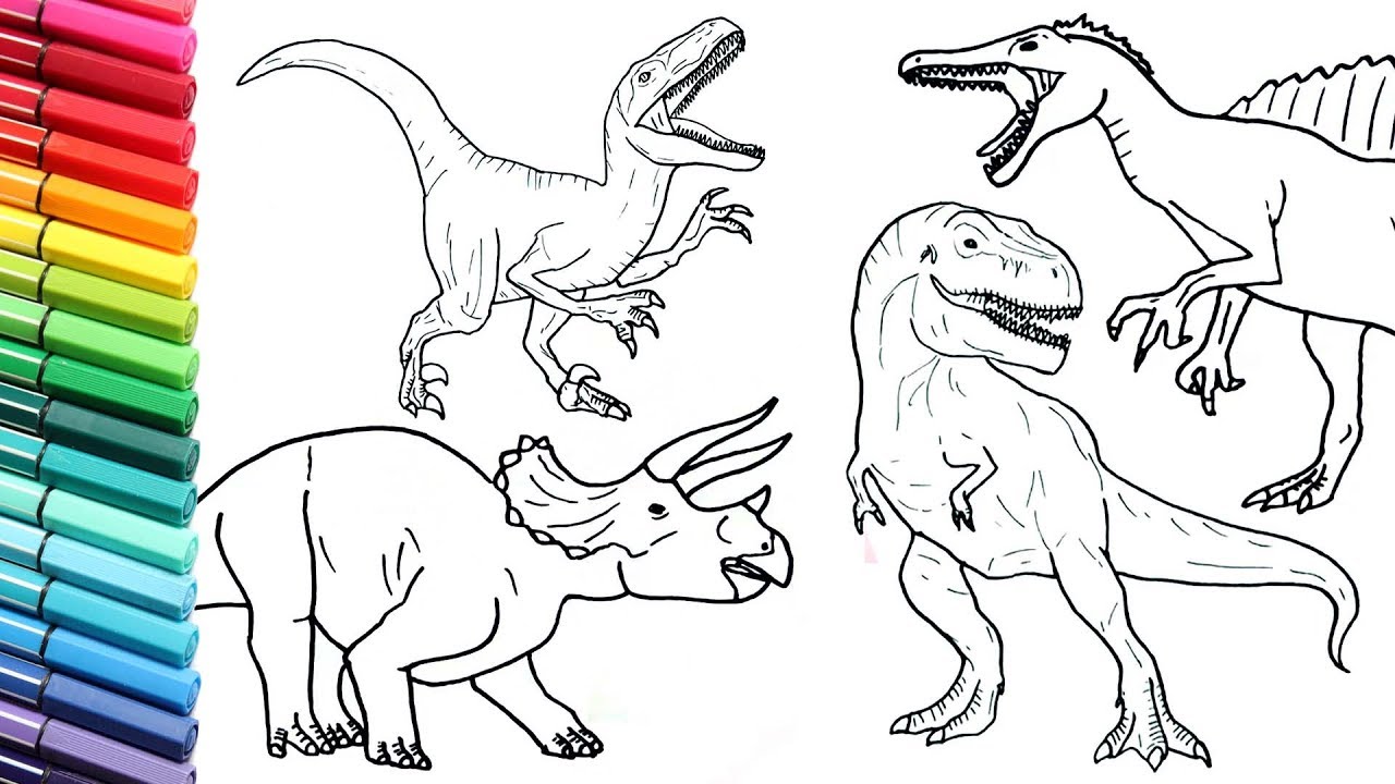 Drawing and Coloring Dinosaur Collection 2 - How to Draw and Color Jurassic World Dinosaurs
