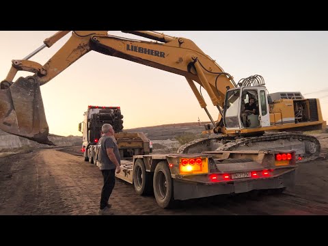 Transporting On Site The Liebherr 964 Excavator - Fasoulas Heavy Transport - 4k