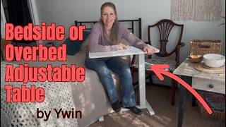 Medical Overbed or Bedside Table. Adjustable Height. 18 Pound Surface Capacity.