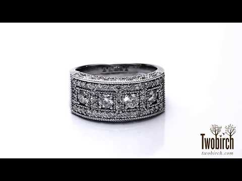 1.01 Carat Vintage Pave Set Anniversary Ring - TwoBirch TB-WR-0188-WG-L